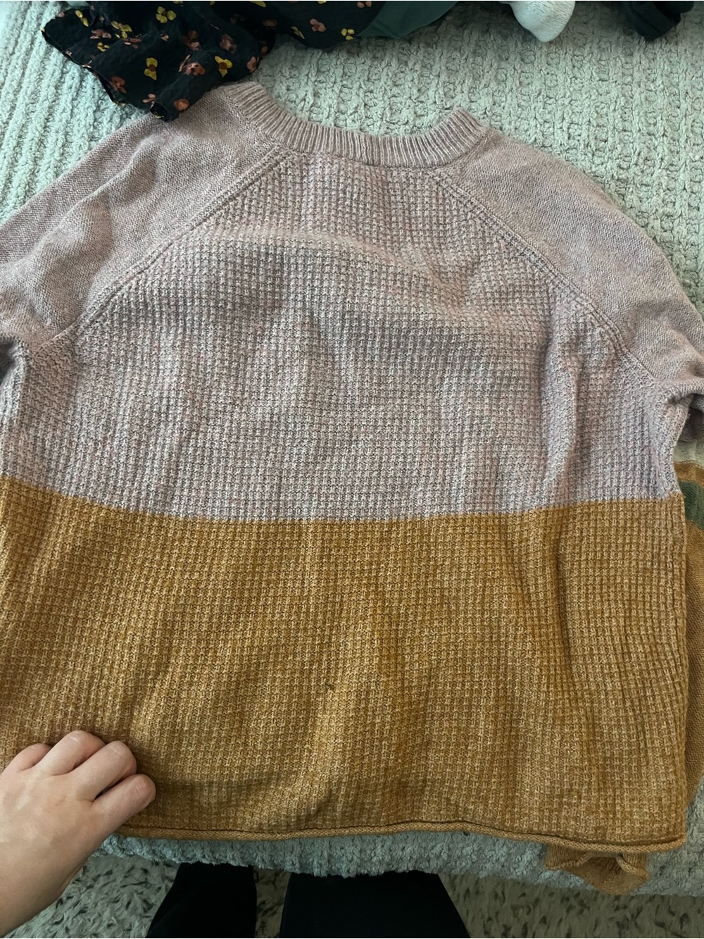 Madewell Blush, Mustard & Green Colorblock Crewneck Sweater - Picture 2 of 3
